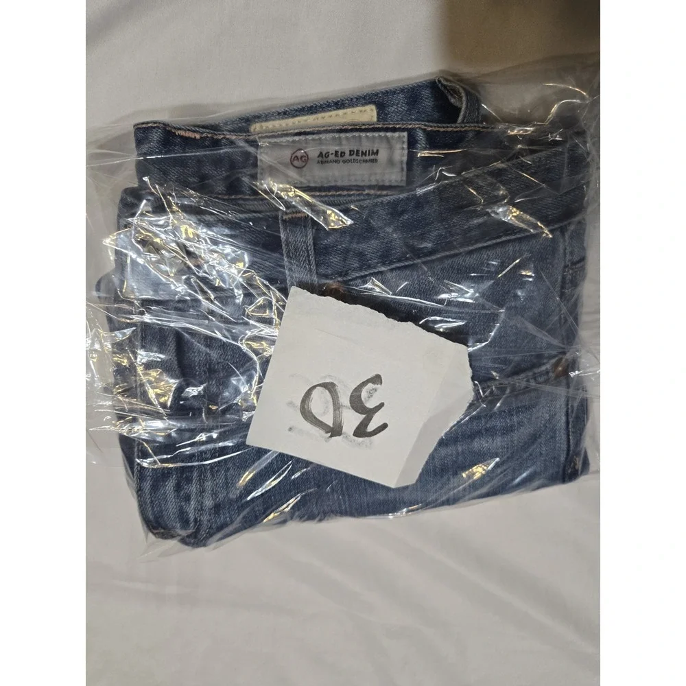 Ag-Ed Denim Adriano Goldschmied MidRise Jeans Fray Hem 27R Med Wash Blue Boot